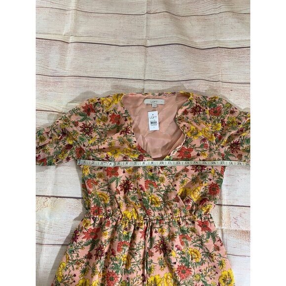 NWT Loft Women's Yellow Flounce Wrap Dress Long Sleeve - Small - Picture 10 of 14